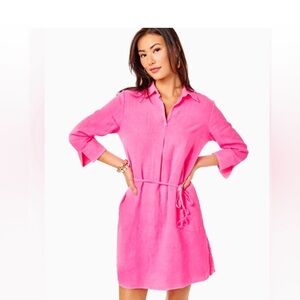 Lilly Pulitzer linen belted dress. L